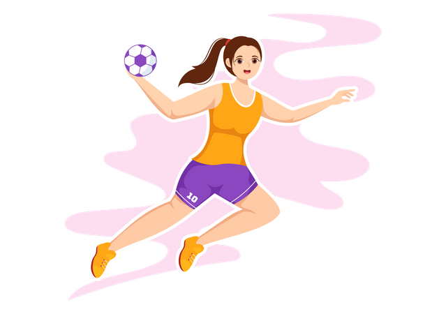 Female Playing Handball  Illustration