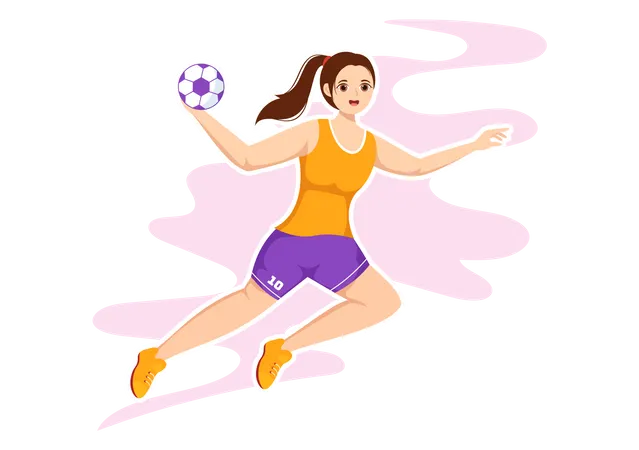 Female Playing Handball  Illustration