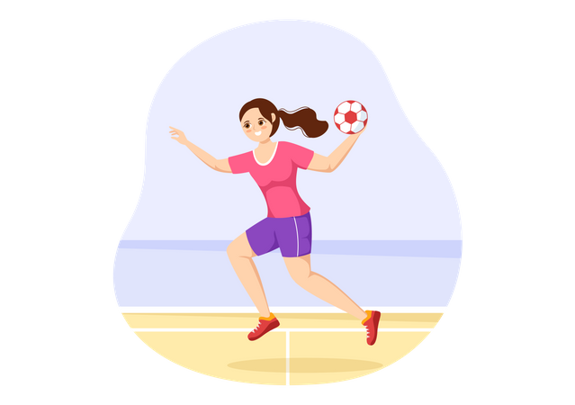 Female Playing Handball  Illustration