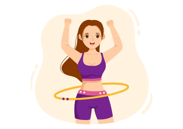 Female Playing Hula Hoop Illustration