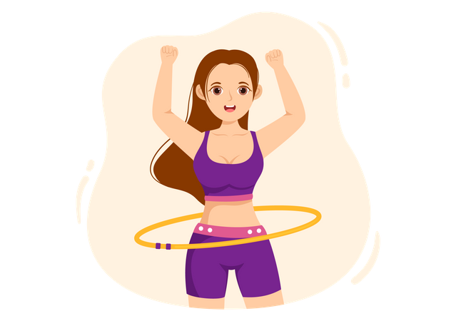 Female Playing Hula Hoop  Illustration