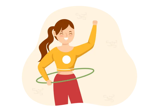 Female Playing Hula Hoop  Illustration