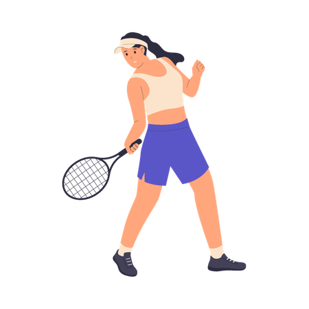 Female playing long tennis  Illustration