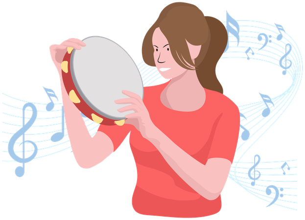 Female playing tambourine  Illustration