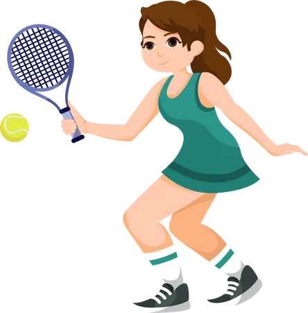 Female Playing Tennis  Illustration