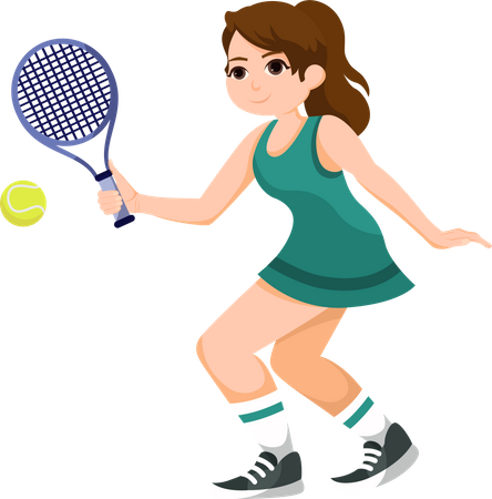 Female Playing Tennis  Illustration