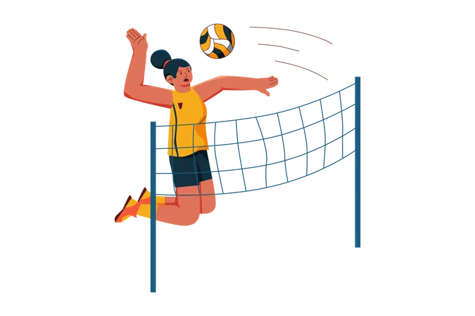 Female playing Volleyball  Illustration