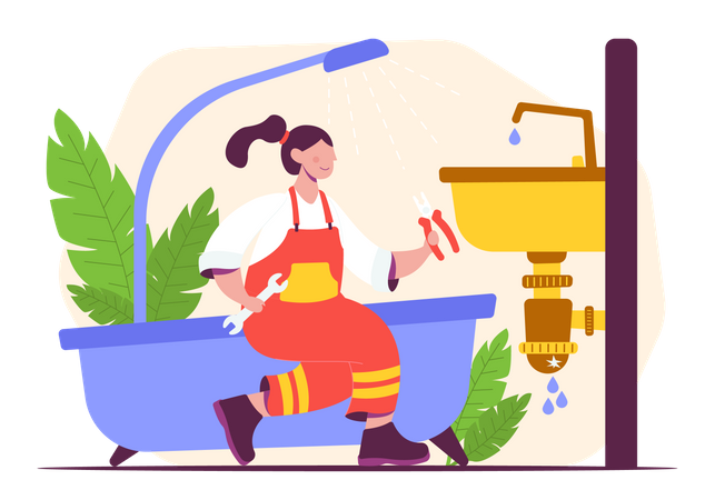 Female plumber Illustration