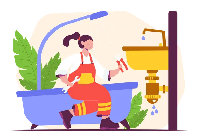 Female plumber  Illustration