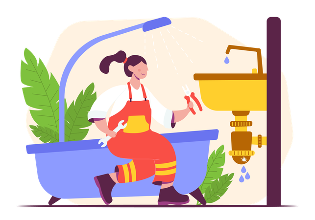 Female plumber  Illustration