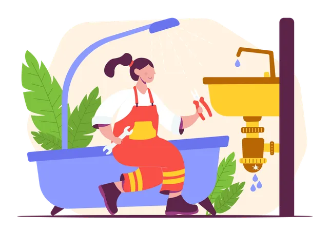 Female plumber  Illustration