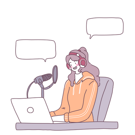 Female Podcaster Illustration
