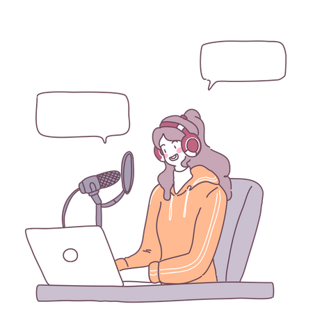 Female Podcaster  Illustration