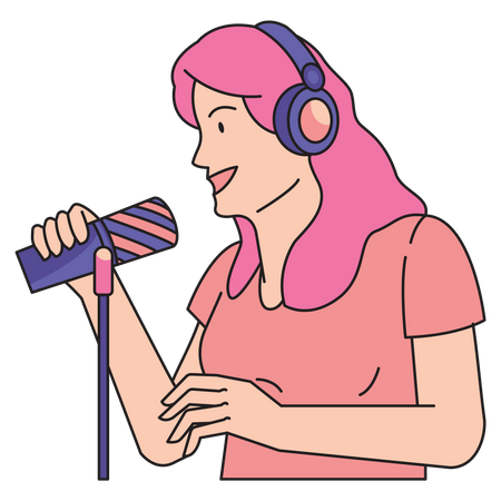 Female Podcaster Talking  Illustration