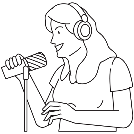 Female Podcaster Talking  Illustration