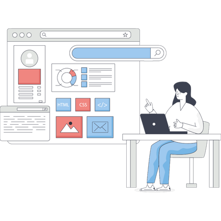 Female  pointing admin page development  Illustration
