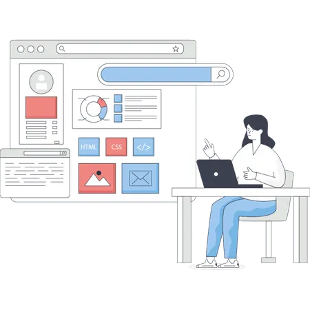 Female  pointing admin page development  Illustration