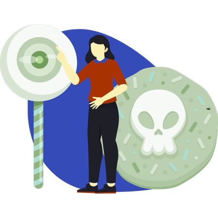 Female pointing halloween candy  Illustration