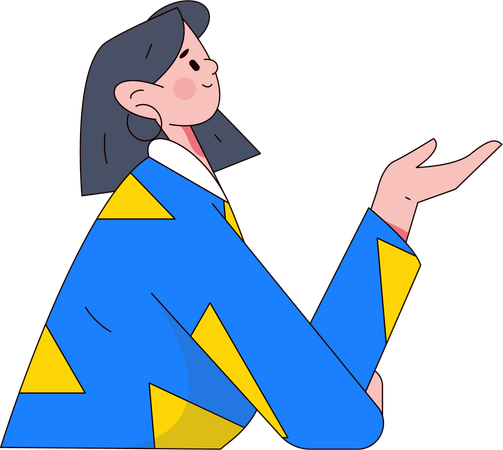 Female pointing something  Illustration