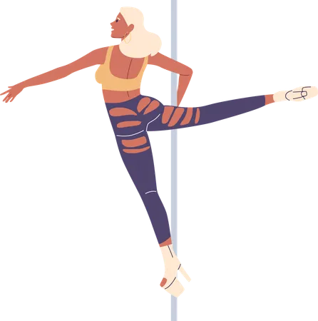 Female Pole Dancer Executing An Acrobatic Pose With Grace And Strength  Illustration