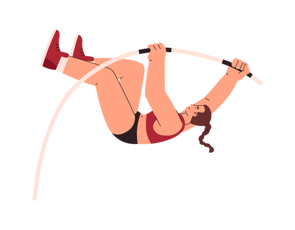 Female pole vaulter performs a jump  Illustration