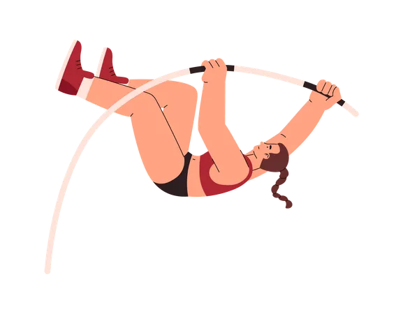 Female pole vaulter performs a jump  Illustration