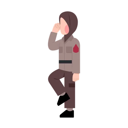 Female police office doing salute  Illustration