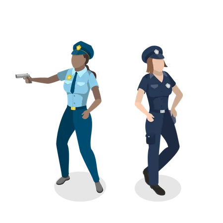 3 D Isometric Flat Vector Illustration Of Female Police Officer Policewoman Or Guard Illustration