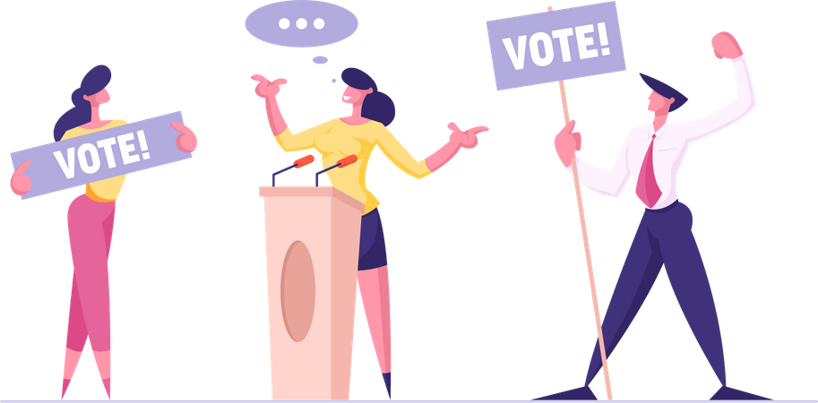 Female political candidate asking for vote  Illustration