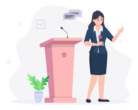 Female political candidate giving speech  Illustration