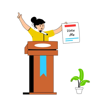 Female Politician Speech For Vote  Illustration