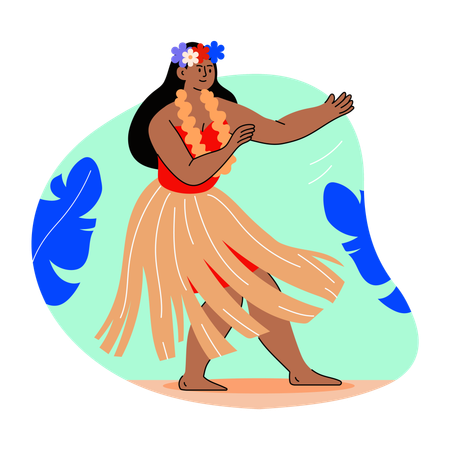 Female Polynesian dancer doing traditional dance  Illustration