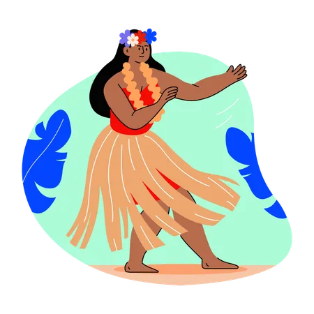 Female Polynesian dancer doing traditional dance  Illustration