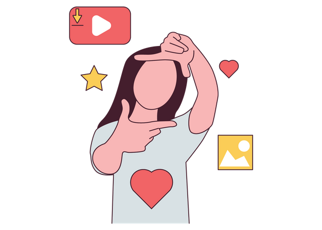 Female posting on social media  Illustration