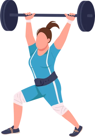 Female powerlifter lifting barbell  Illustration