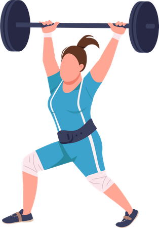 Female powerlifter lifting barbell  Illustration