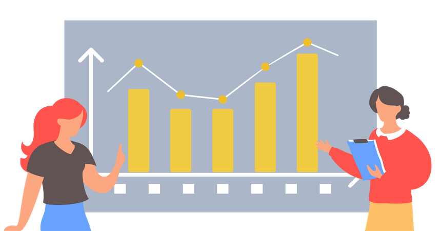 Female presenting Business chart  Illustration