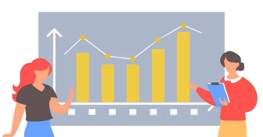 Female presenting Business chart  Illustration