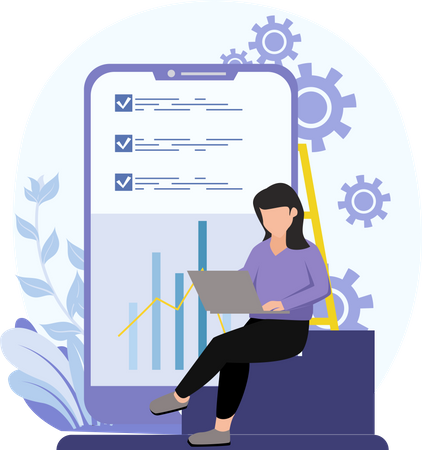 Female Presenting Task Management Graph  Illustration