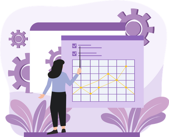 Female Presenting Task Management Graph  Illustration