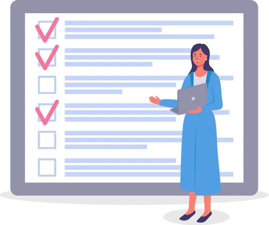 Female presenting todo list  Illustration