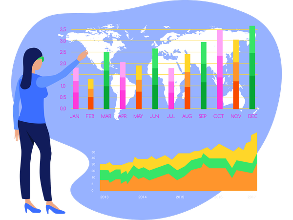 Female Presenting Weather Chart Using Vr Technology  Illustration