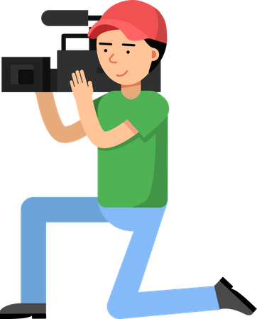 Female Press Worker Taking Video  Illustration