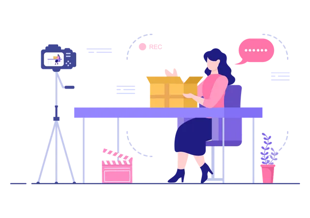 Female Product Reviewer Illustration