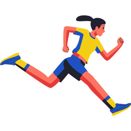 Female Professional Sprinter Running Fast  Illustration