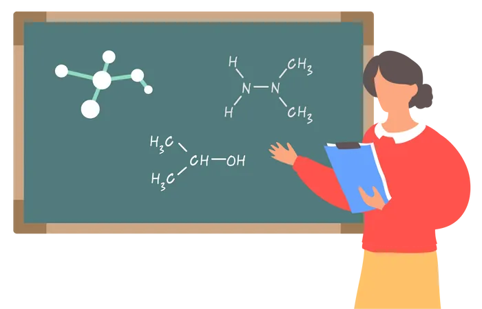 Female professor teaching chemistry  Illustration