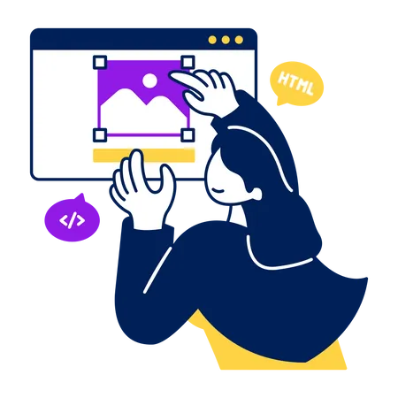Female Programmer Arranging Image Layout On Website Programmer Making Website Flat Design Modern Vector Illustration Concept Illustration