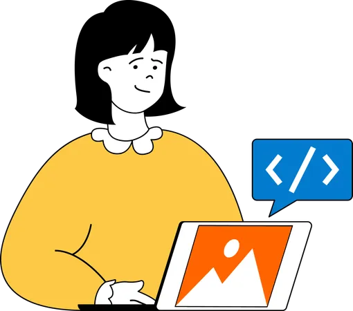 Female programmer making website  Illustration