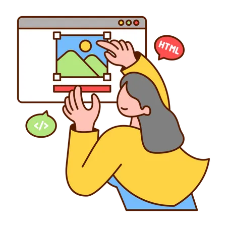 Female Programmer making website  Illustration