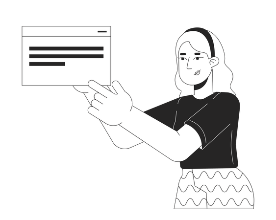 Female programmer showing website  Illustration
